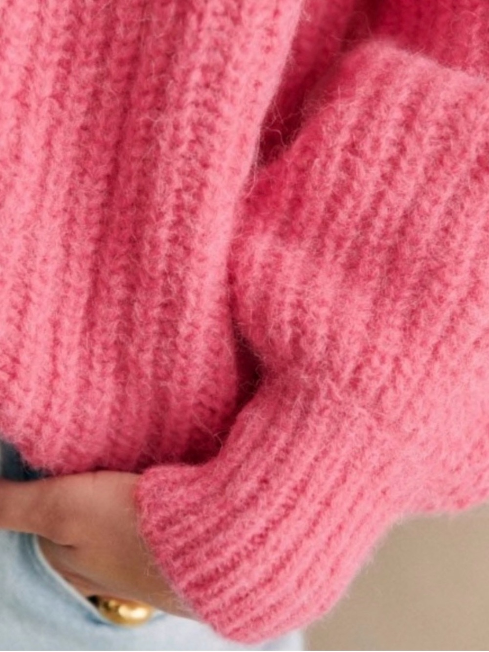 Sezane Basile Cardigan Pop Pink Alpaca Wool Chunky Knit Sweater XS - Picture 3 of 12